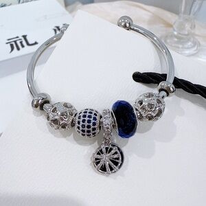 Pandora Silver Bracelet with Blue Charms